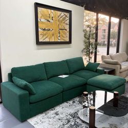 ✨ Cloud Sectional Couches for Living Room, Convertible L-Shape Couch with Ottoman,Green - $999