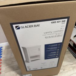 New Glacier Bay Spa 18.5 in. W x 16.25 in. D x 33.75 in. H Single Sink Bath Vanity in White with White Cultured Marble Top