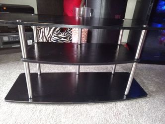 3-Tier Black TV Stand with Chrome Legs