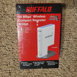 NWOT BUFFALO 54 MBPS WIRELESS COMPACT REPEATER BRIDGE WHITE 