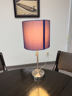 Table Lamp with Purple Drum Shade