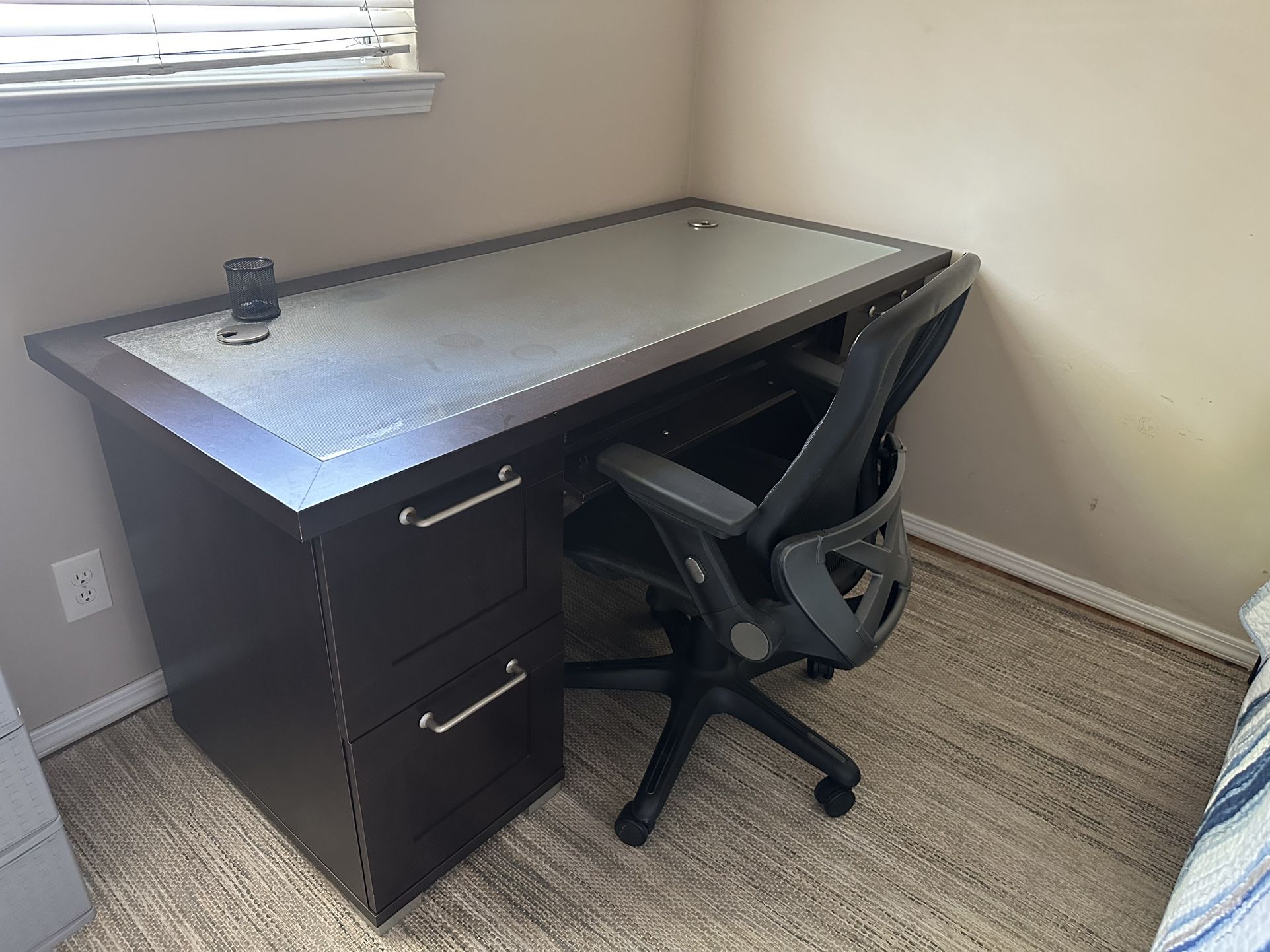 Large Desk with Rolling Chair