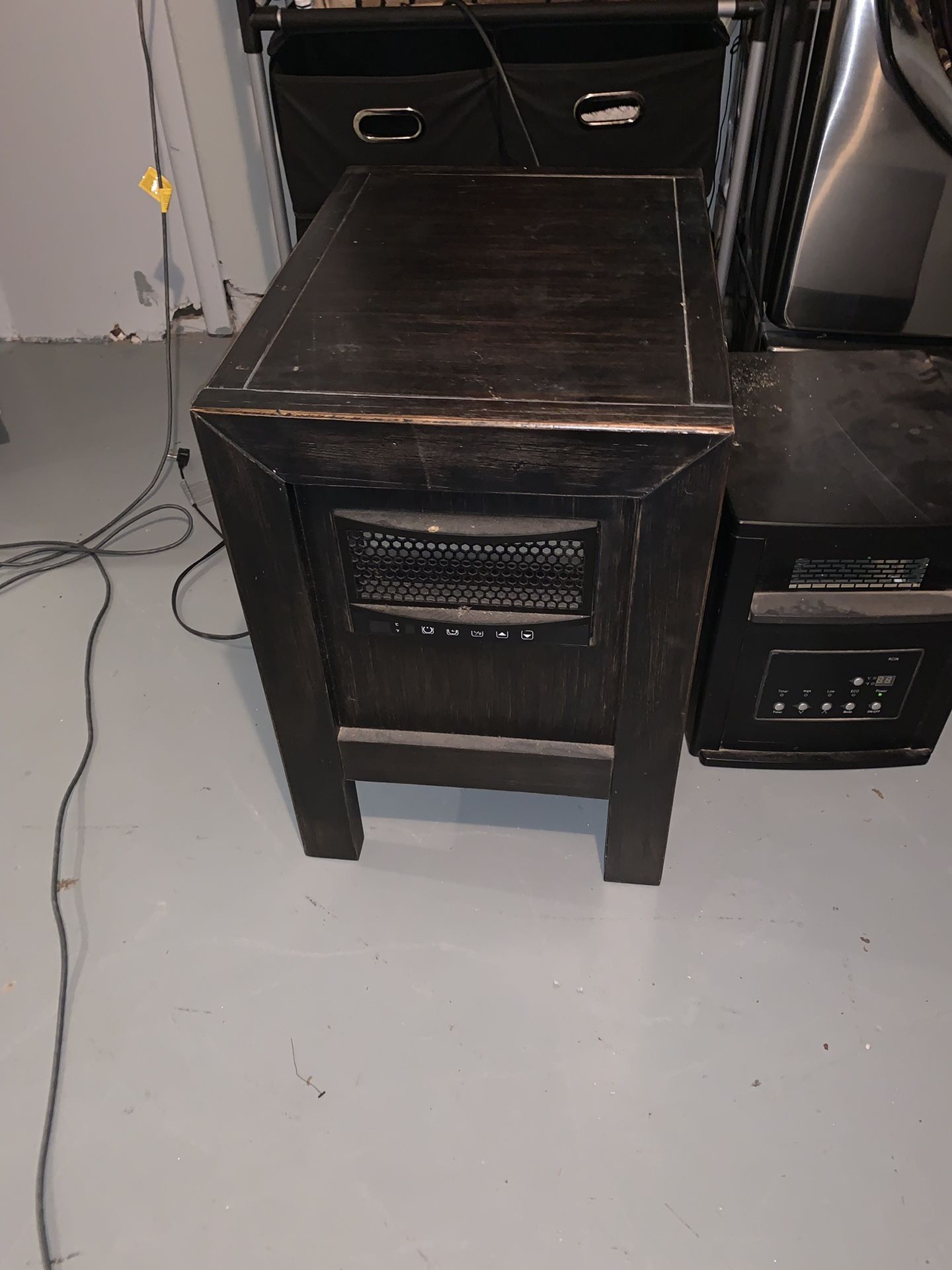 Wooden cabinet heater with remote
