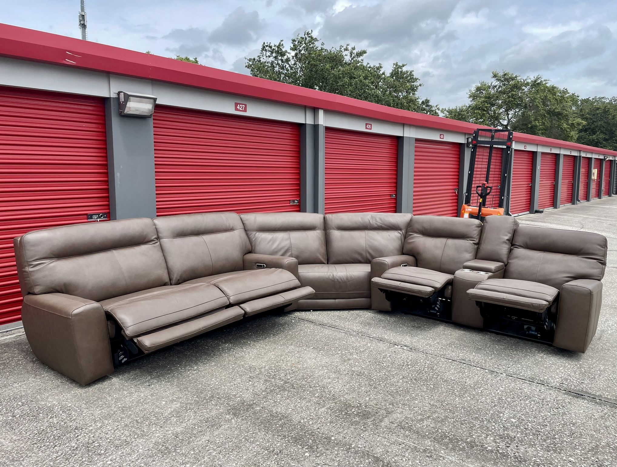🏷CLEARANCE | COSTCO Atlas 3-piece Leather Power Reclining Sectional with Power Headrests 💥
