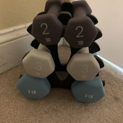 Dumbbells Set (Total 20 Pounds) + Rack