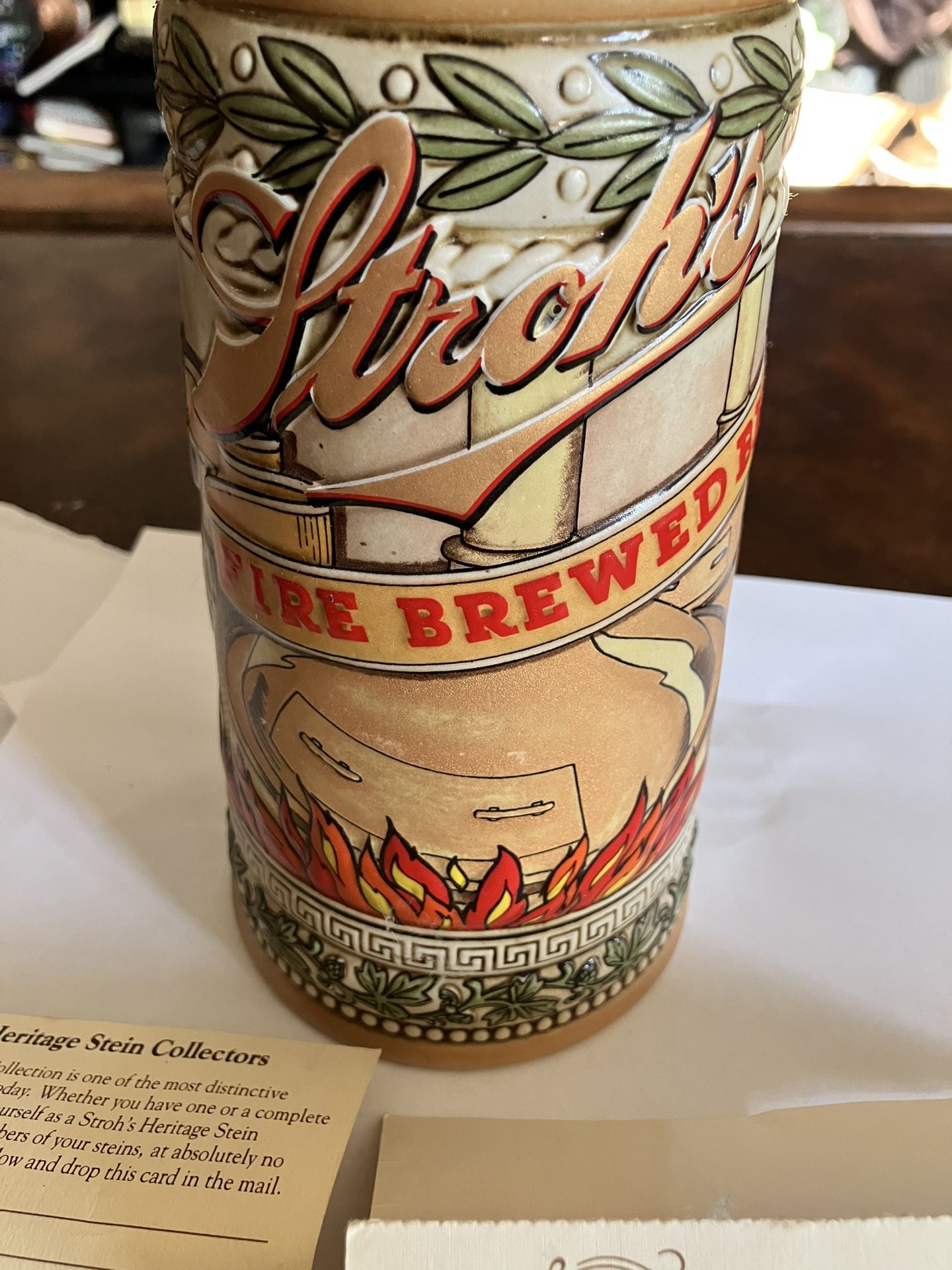 Vintage Stroh’s Heritage Series VI Fire Brewed Beer Stein - Collectible with Original Cards!