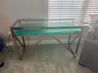 Glass Top Console Table with Chrome Base