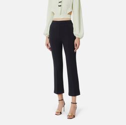 Elisabetta Franchi Crêpe cropped trousers with logo plaque