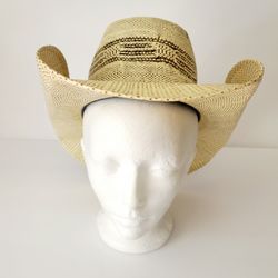Vintage Rodeo King 20x Ivory jute straw cowboy hat
