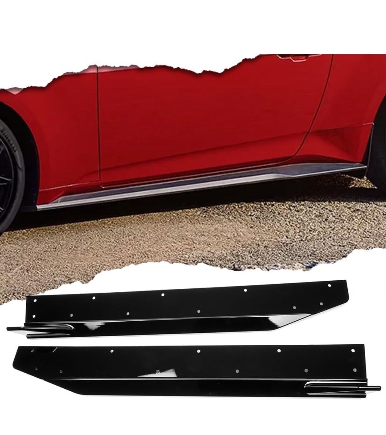 (ABS Gloss) Side Skirt Extension Splitter Lip for Ford Mustang S650 GT Darkhorse Ecoboost 2024 2025 Car Lower Diffuser Side Fender Skirt Body Kit