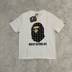 Bape X MCM Black Monogram White Tee