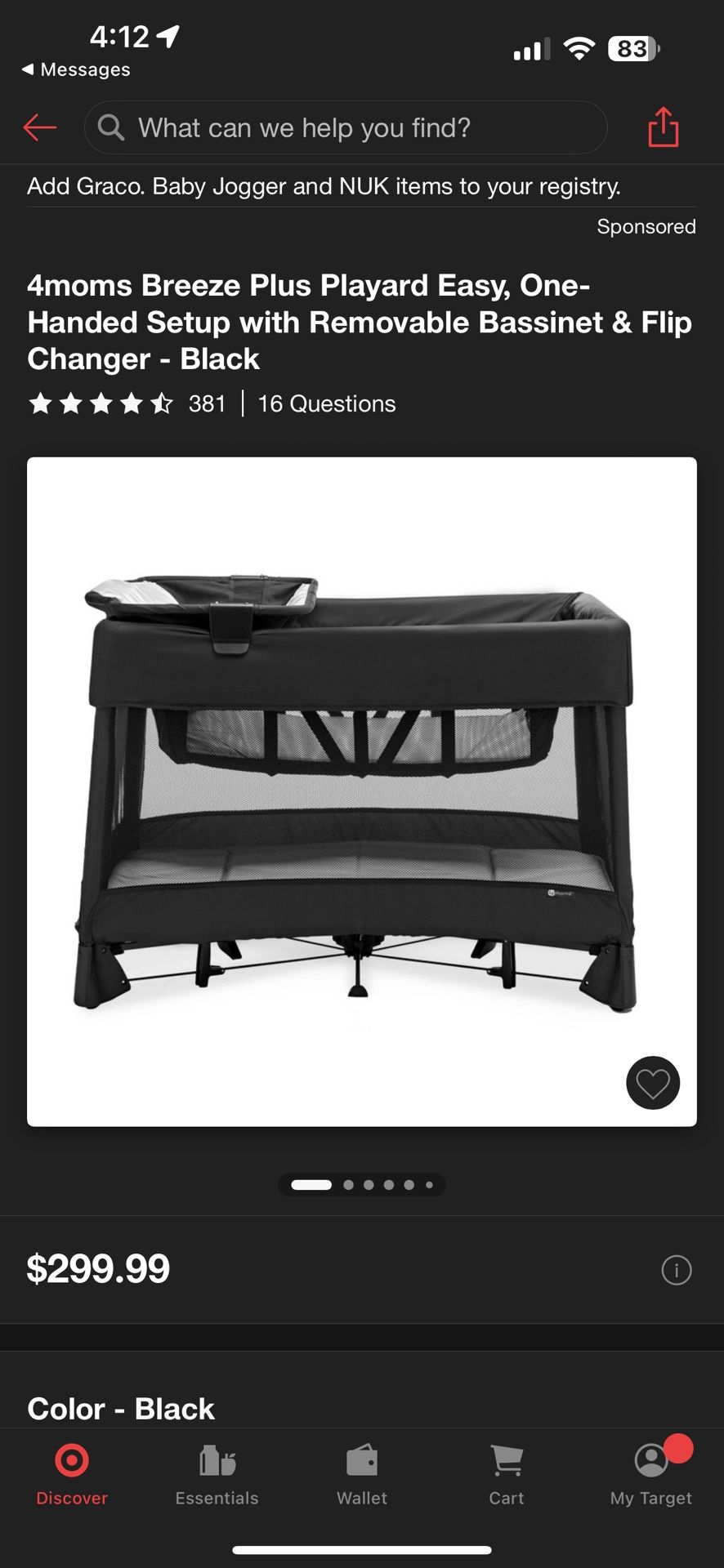 4moms breeze plus playard easy one handed setup with removable bassinet
