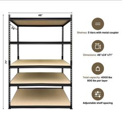 Buffalo Rack Storage Metal Shelving 5-Tier 4000 Lbs  71'' 48'' 24'' Pickup only