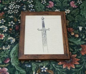 Framed Medieval Sword II Parchment Art Print (8x10)