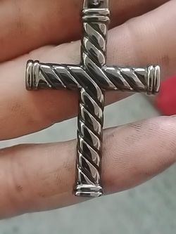 Nice Two Tone black &  blue cross necklace