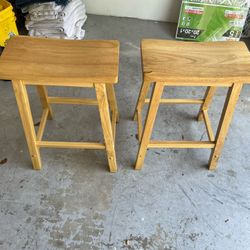 Two Bar Stools, Wood