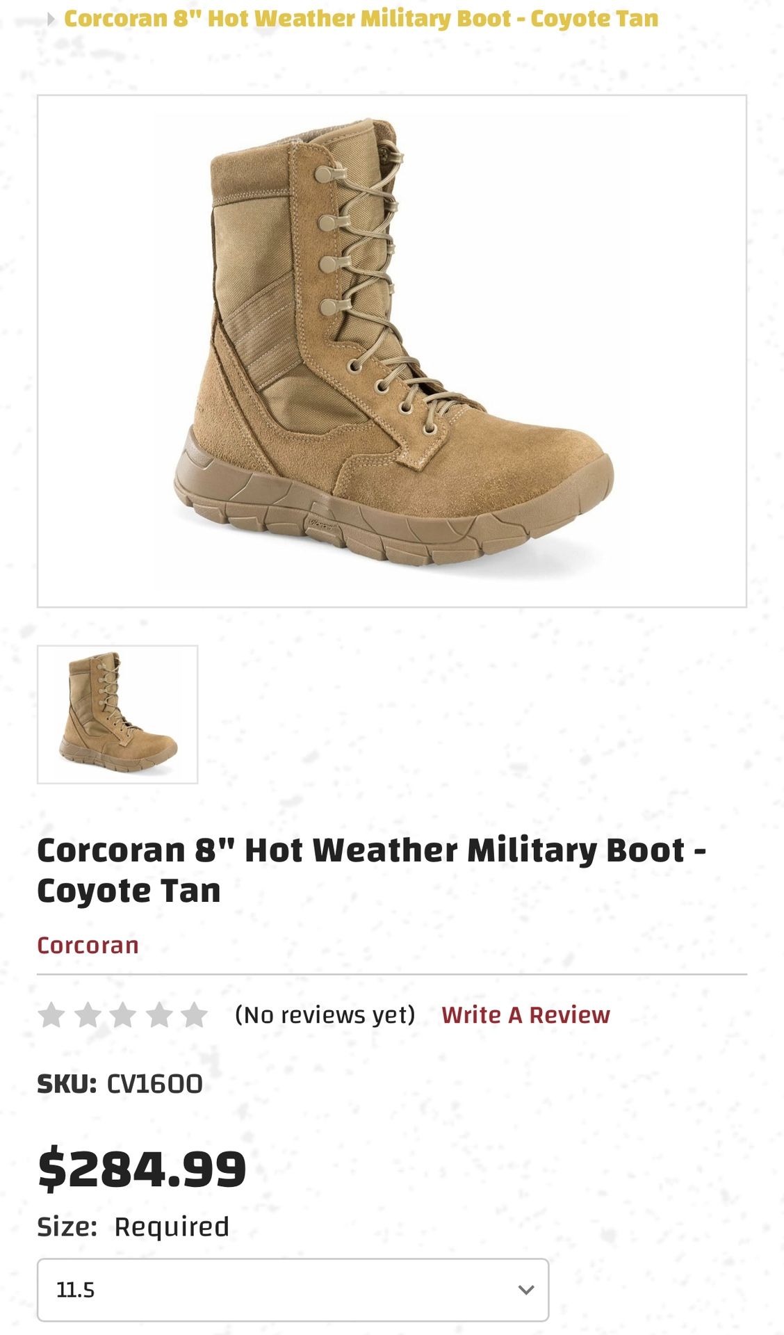 8” Tan Military boots