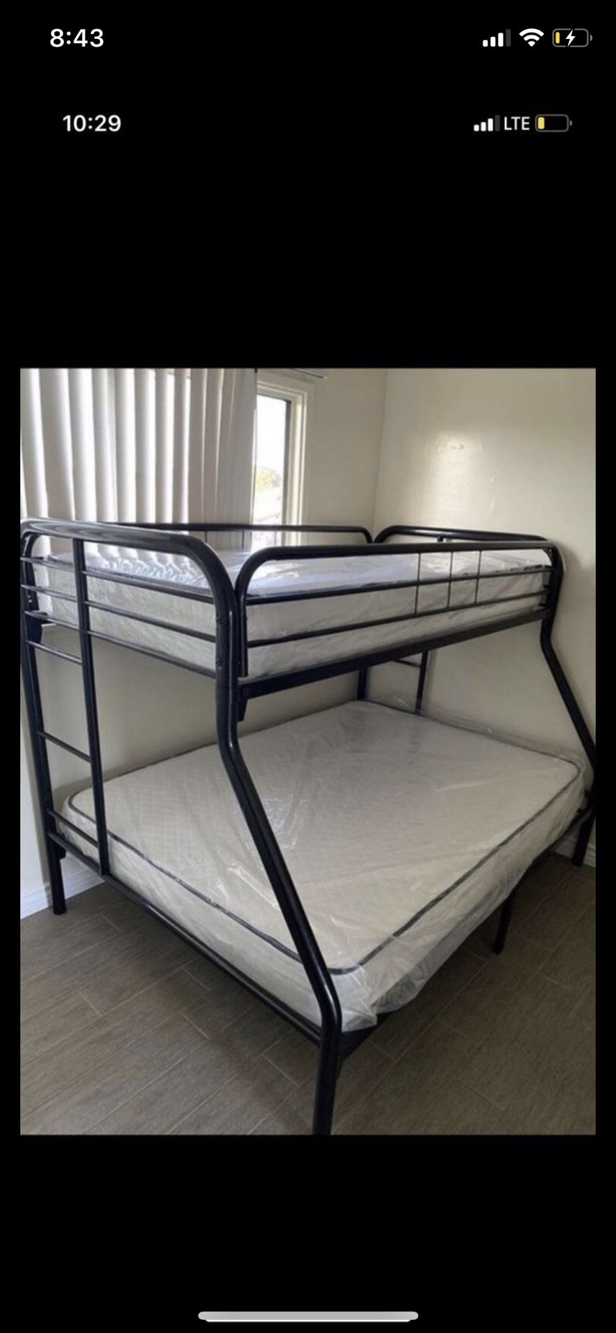 Twin over full bunk bed frame with mattresses