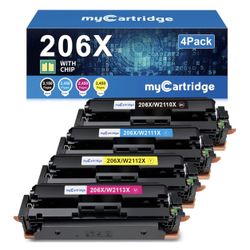 206x toner cartridges 4 pack high yield, 206X Toner with Chip...