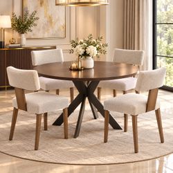 Round Dining Table and 4 Chairs Set