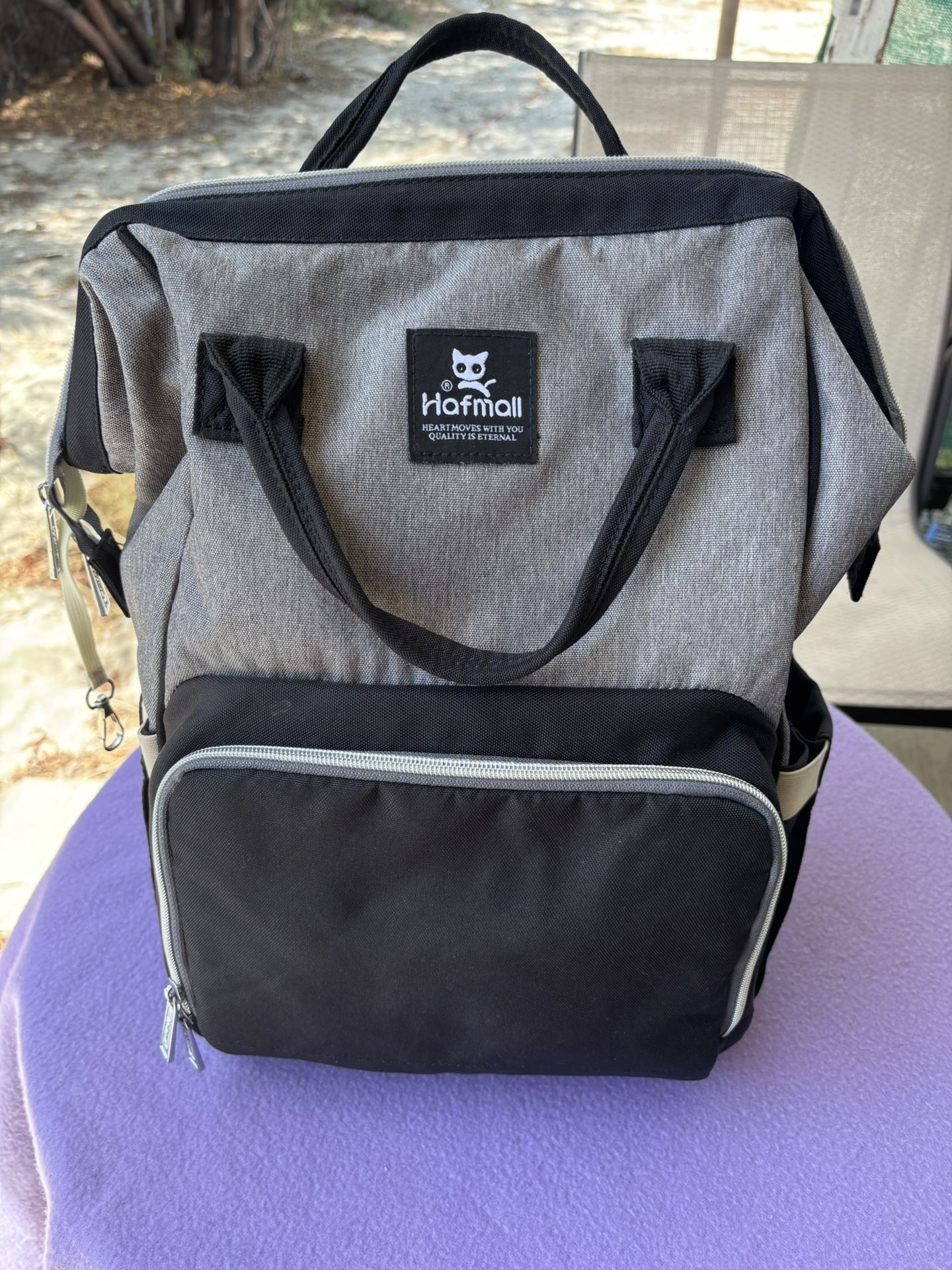 Diaper Bag -Hafmall Diaper Bag Backpack Baby Diaper Bag Gray Black w/Stroller Hooks