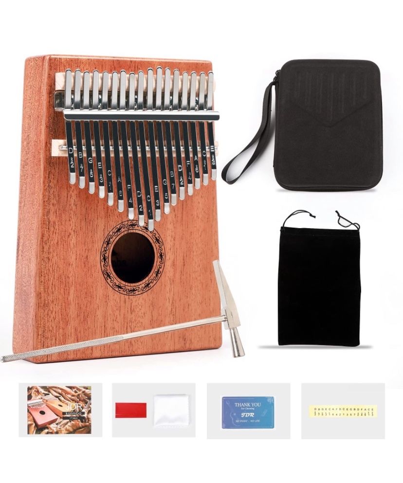 Kalimba Thumb Piano 17 Keys,Portable Finger Piano mbira Instruments with Instruction Book Tune Hammer for Kids and Adults Beginners