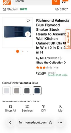 Richmond Valencia Blue Plywood Wall Kitchen Cabinet