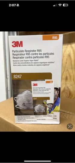 3M 8247 R95 Disposable White Particulate Respirator 20Pk.