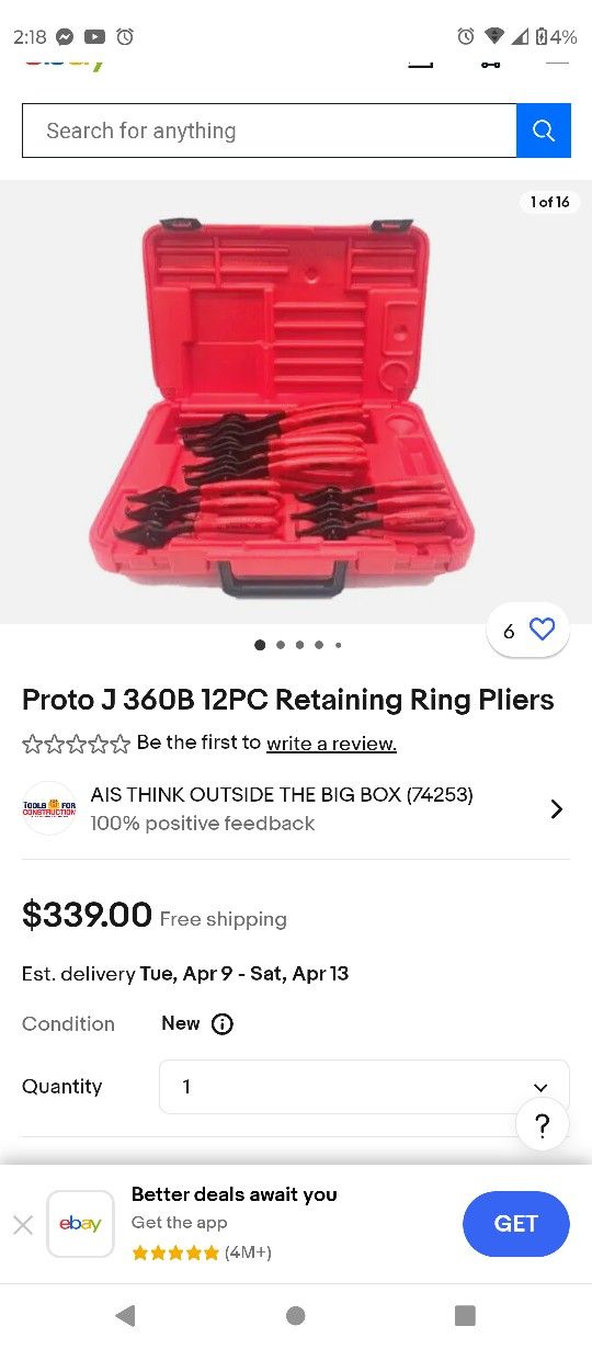 Proto O Ring Clamp Set $100