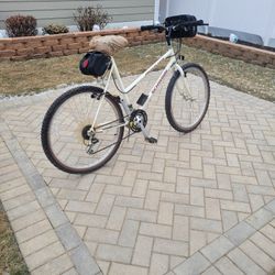 EXCELLENT SCHWINN HIGH PLAINS BIKE .IT INCLUDES AN UPGRADED SEAT, FRONT AND BACK BAGS .$125.00 OR BEST OFFER. LOCAL PICK UP ONLY. 
