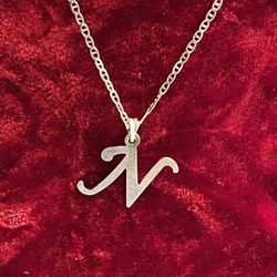 925 NEW SILVER Necklace With  N  Pendant 