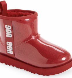 UGG Mini Classic II Waterproof Clear Boot KIDS SAMBA RED YOUTH 6, AUTHENTIC New