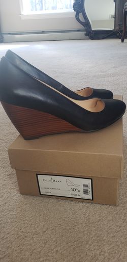 Cole Haan black leather size 10.5 wedges