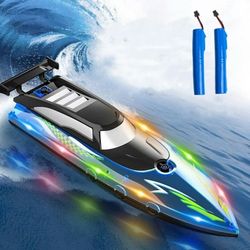 Brand new RC Boat with LED Lights - 2.4Ghz Remote Control Boat for Pool and Lakes, 360°Flip Stunt Racing Boat