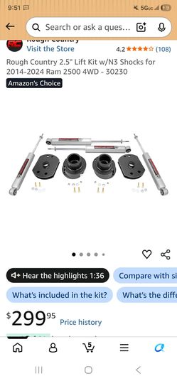 Rough Country 2.5 lift Ram 2500