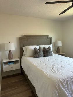Two White Floating Bedside tables