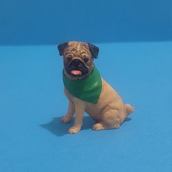 Danbury Mint the miniature figurine collection dog Pug bandana.