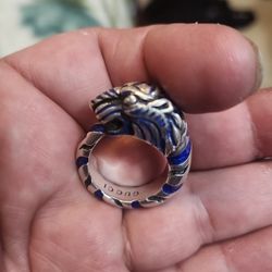 Silver Blue Tiger Ring