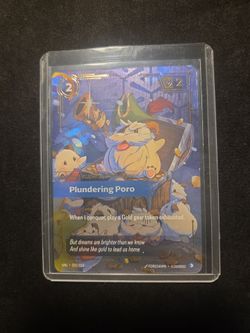 Plundering Poro holographic trading card Riftbound: League of Legends
