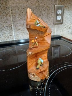 Vintage Japanese Wood Carving  ~ Hikers
