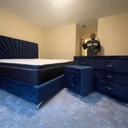 BED FRAME, DRESSER, MIRROR, & NIGHTSTAND $975