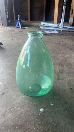 Large Green Glass Teardrop Vase
