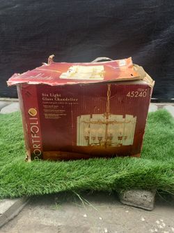 6 Light Glass  Chandelier 