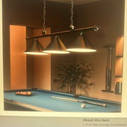 NEW 3-Shade Pool Table Lights. For 7/8/9ft Billiard Tables, 59" Black Metal Hanging Industrial Fits Standard Bulbs-w/Adjustable Chains for Large Game 