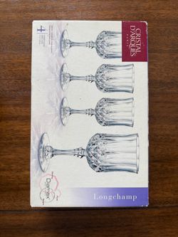 Set of 4 Crystal Cut Wine Glasses