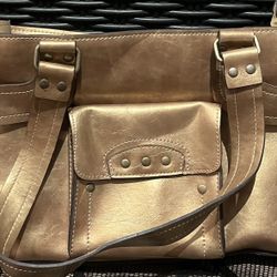 Metallic Gold Faux Leather Square Tote 