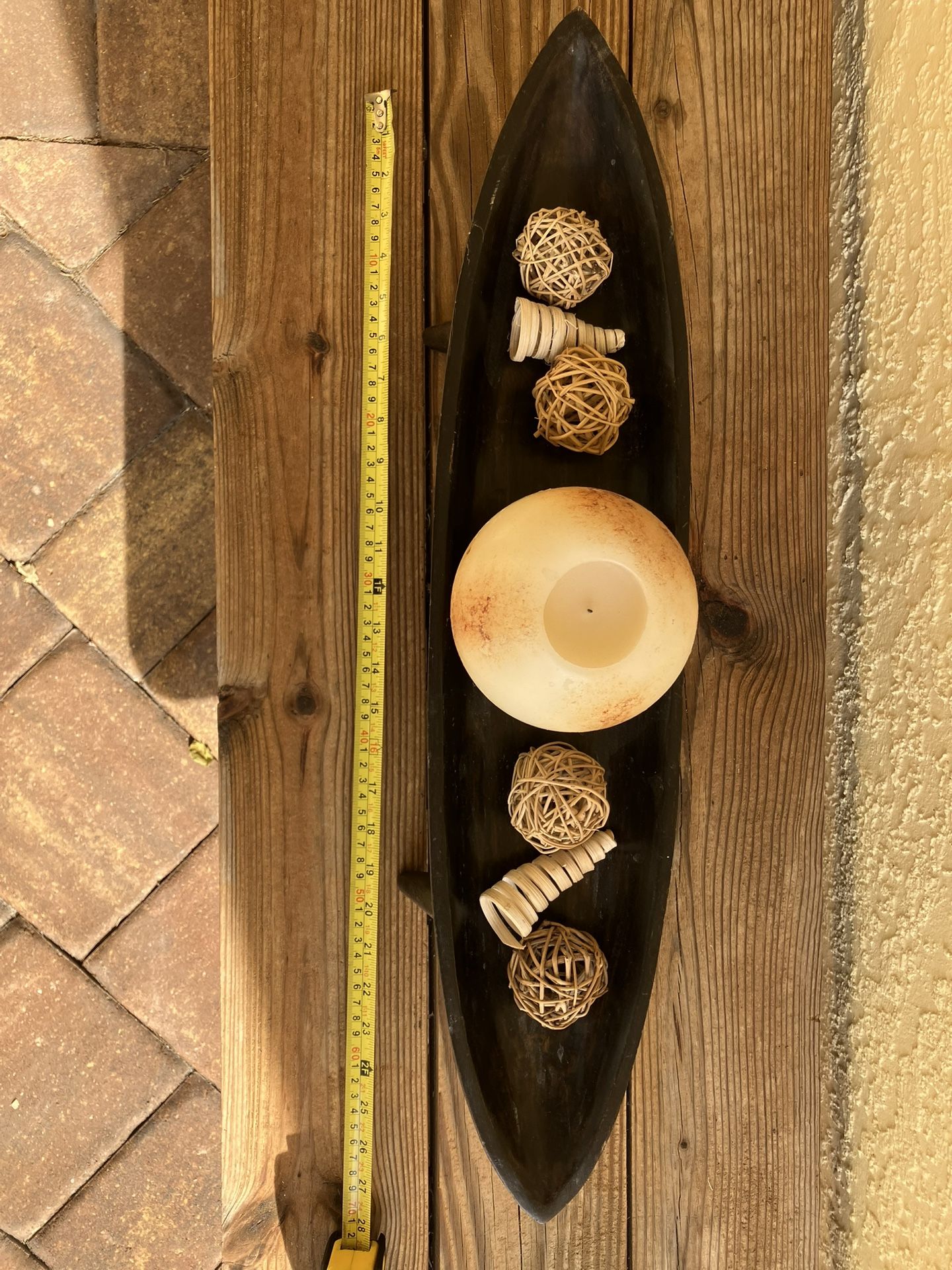 Pottery Barn Wood Canoe Centerpiece