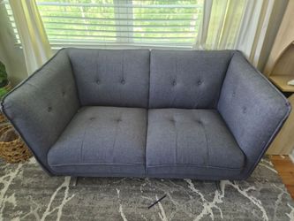 Modern Tufted 2-Seater Loveseat (Dark Gray / Charcoal)