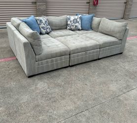 Large Gray Modular Sectional Couch