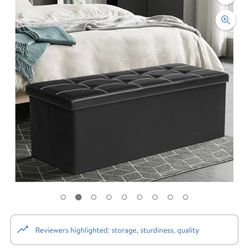 Folding Storage Ottoman Bench (black)